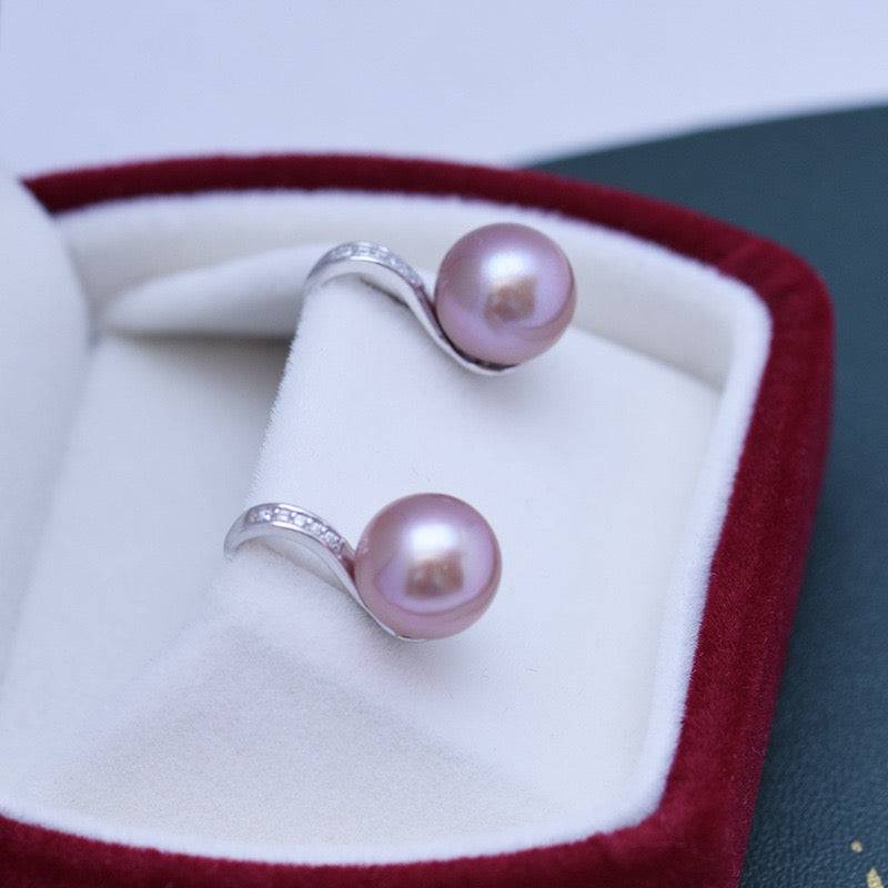 Freshwater Pearl and CZ Drop Earrings