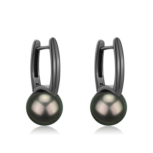 Tahitian Pearl Noir Elegance Barrel Earrings