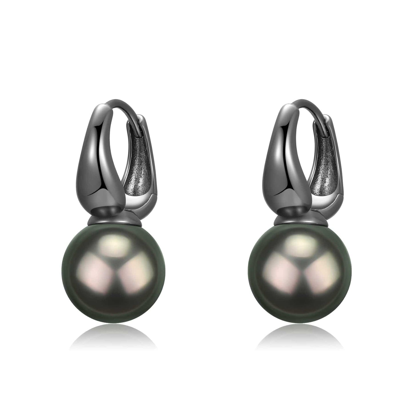 Tahitian Pearl Round Hoop Earrings in 9-10mm Size