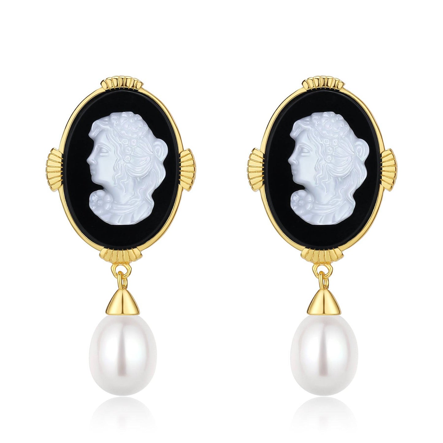 Freshwater Pearl Cameo Earrings for Elegant Style