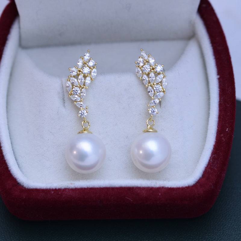 Stylish CZ Pearl Drop Earrings