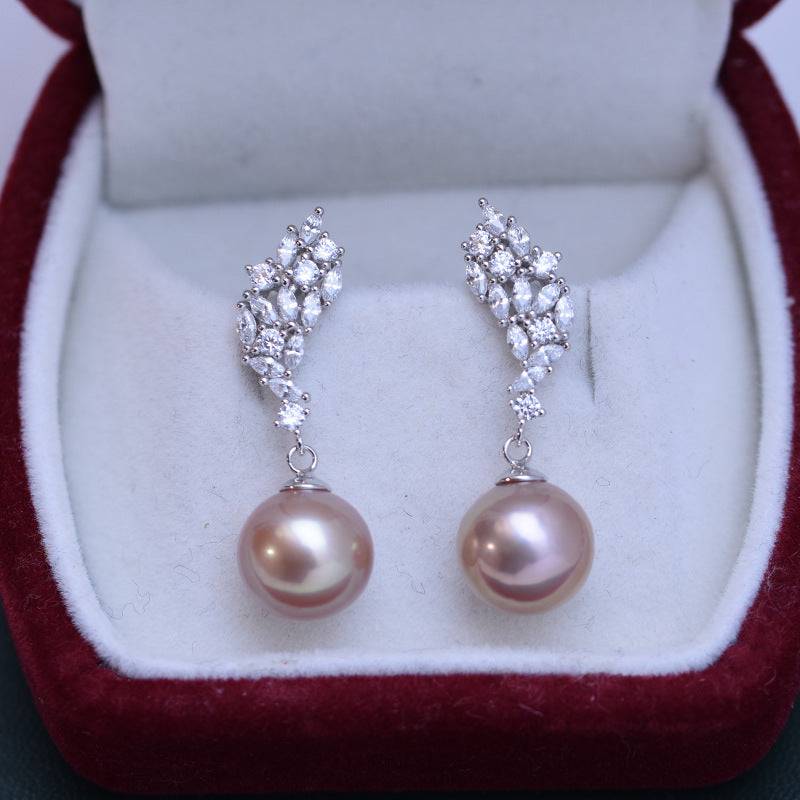 Stylish CZ Pearl Drop Earrings