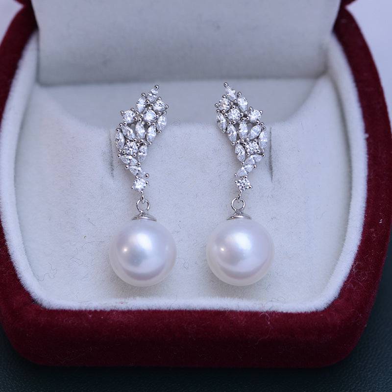 Stylish CZ Pearl Drop Earrings