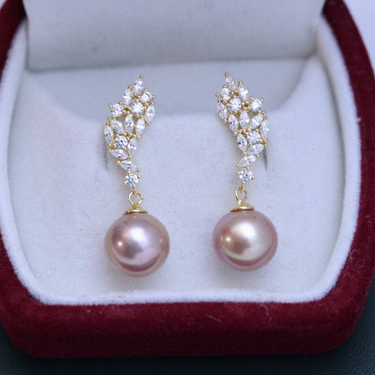 Stylish CZ Pearl Drop Earrings