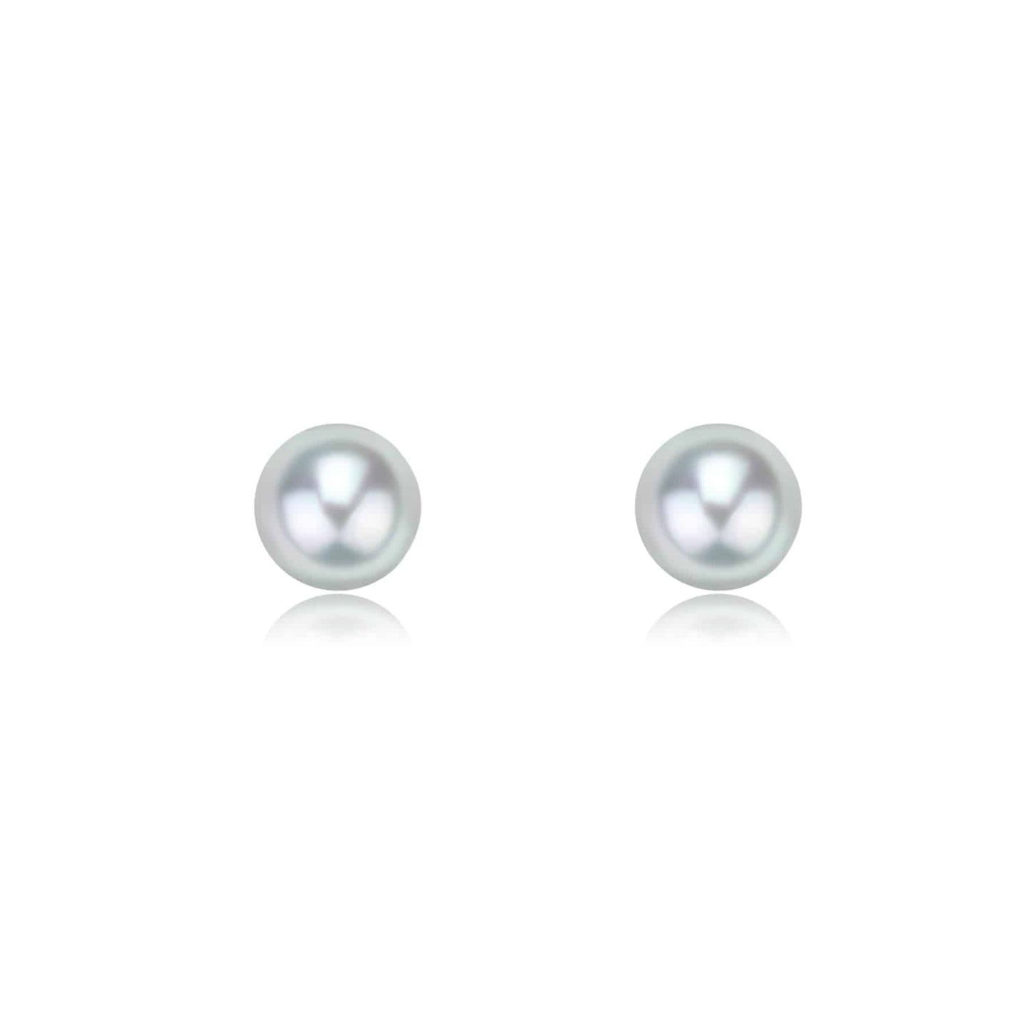 Silver Blue Akoya Pearl Stud Earrings 4-5mm