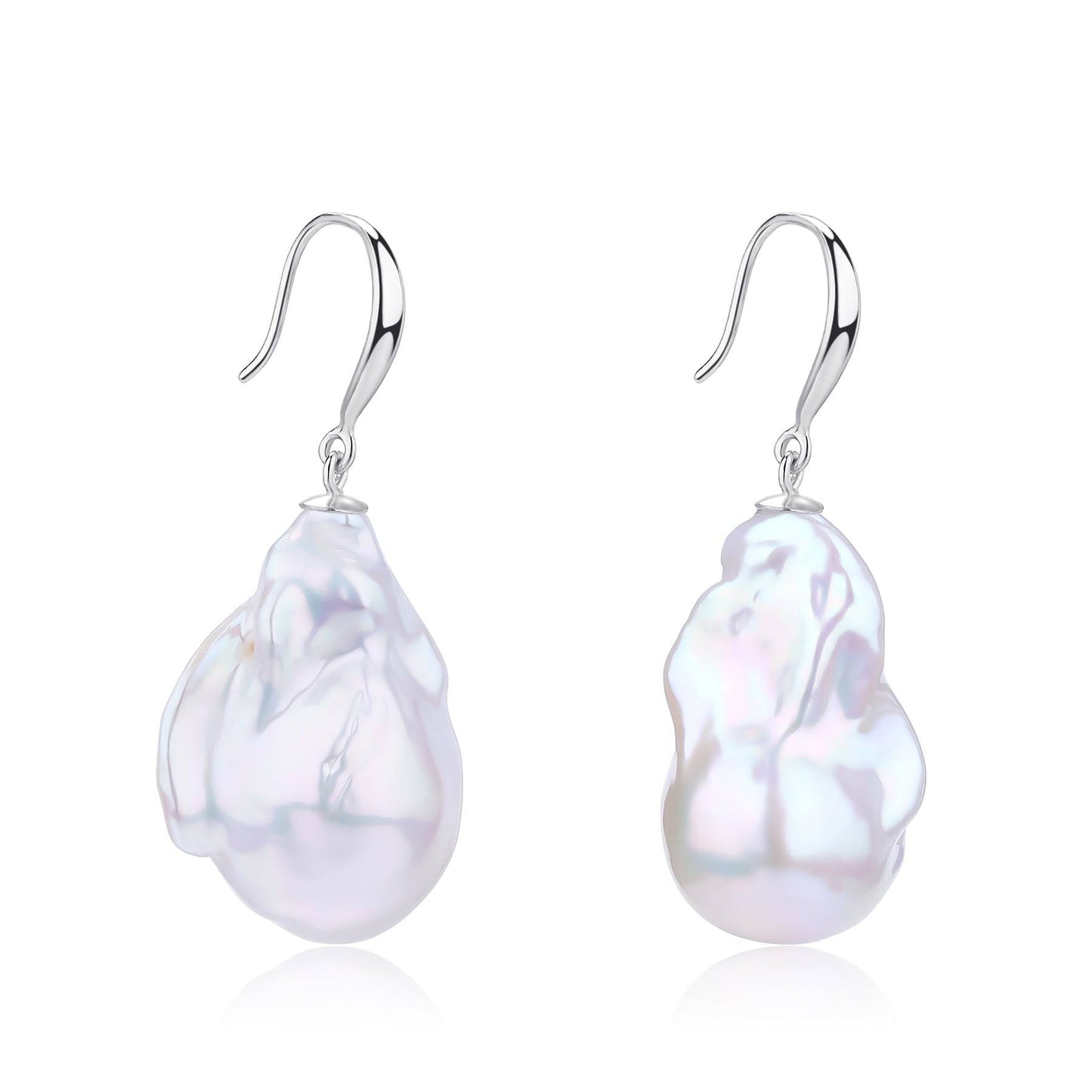 White Freshwater Baroque Pearl Earrings in Sterling Silver 2