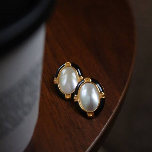 Elegant Mabe Pearl Stud Earrings