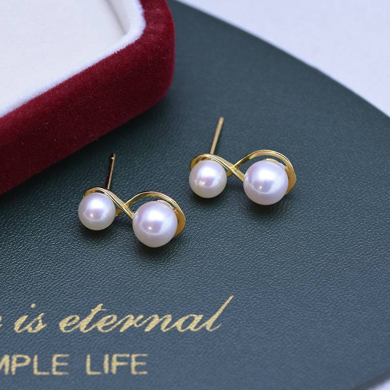 Elegant Double Freshwater Pearl Earrings