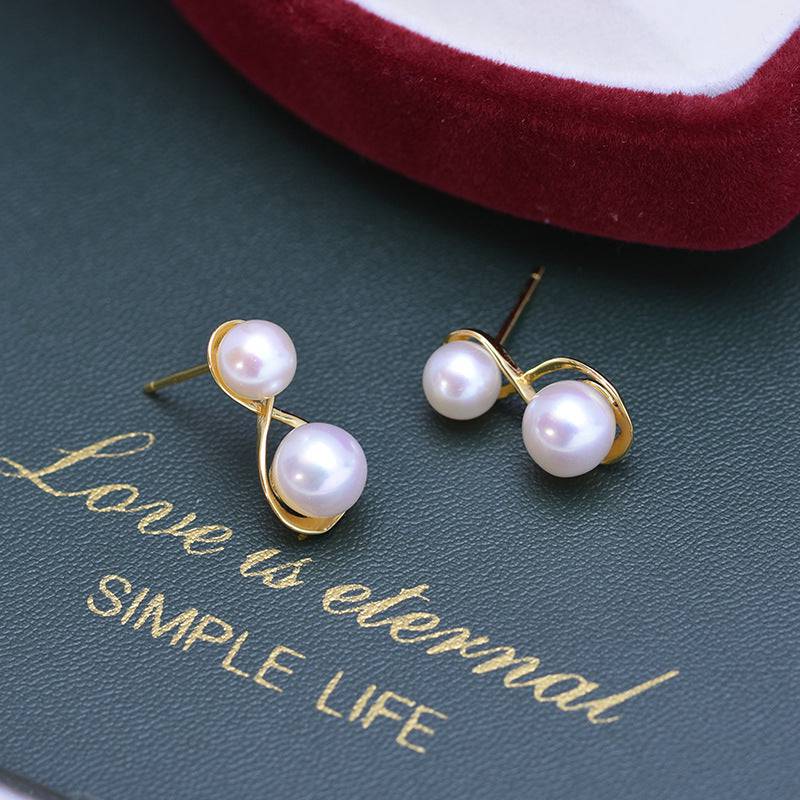 Elegant Double Freshwater Pearl Earrings