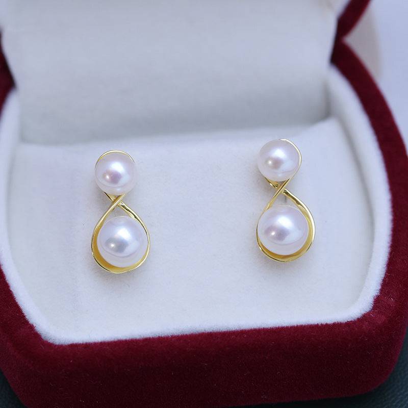 Elegant Double Freshwater Pearl Earrings