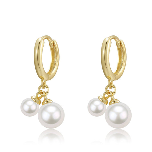 Gold Hoop Earrings with Freshwater Pearls