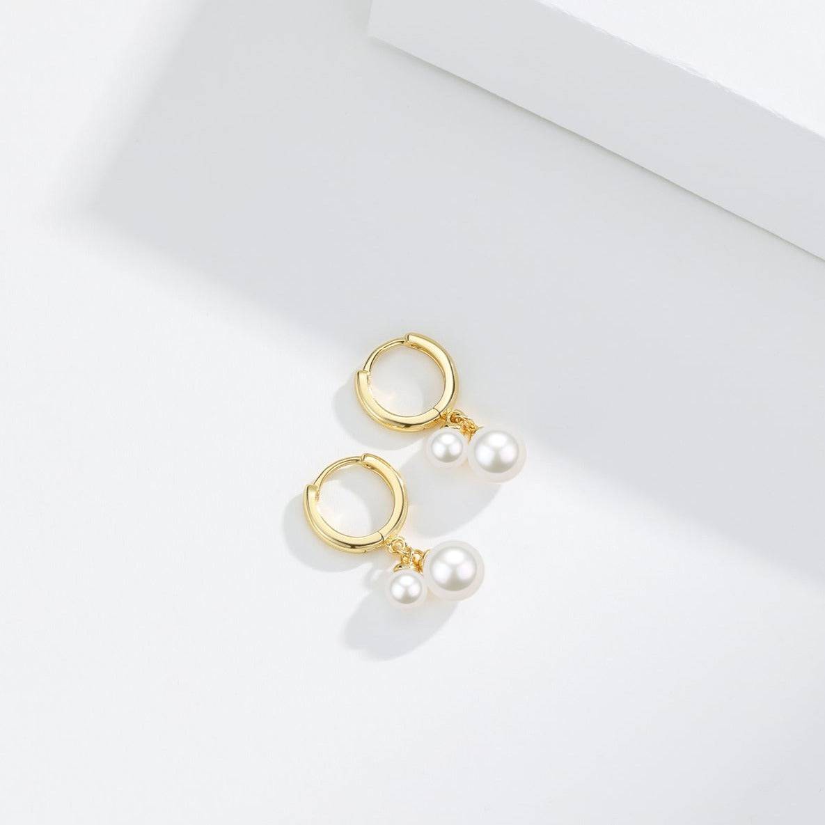 Gold Hoop Earrings with Freshwater Pearls