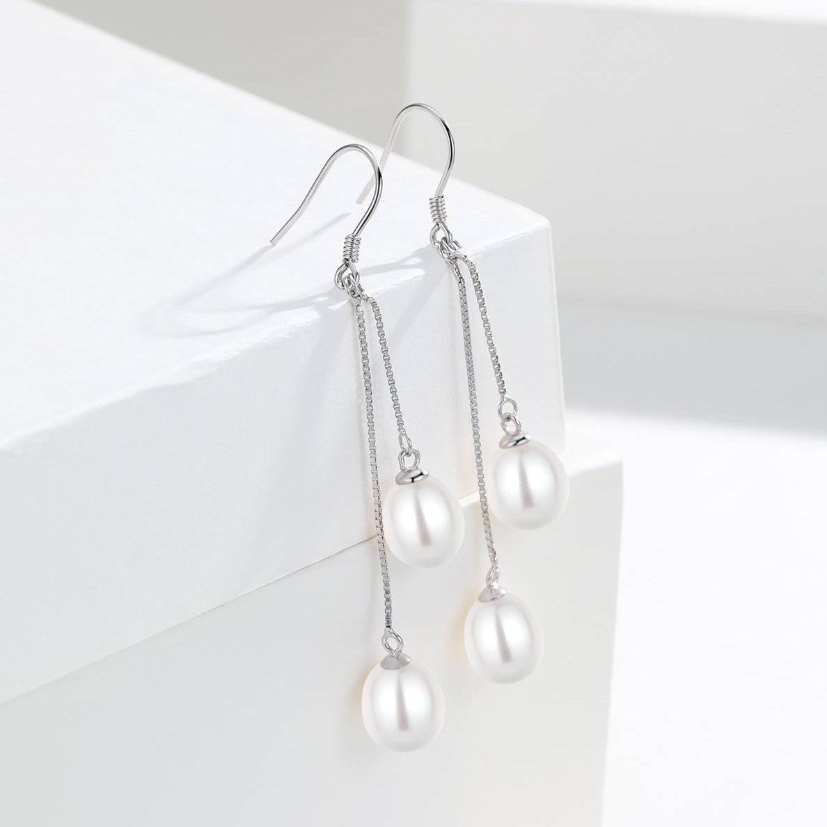 Freshwater Pearl Dangle Cluster Earrings Set