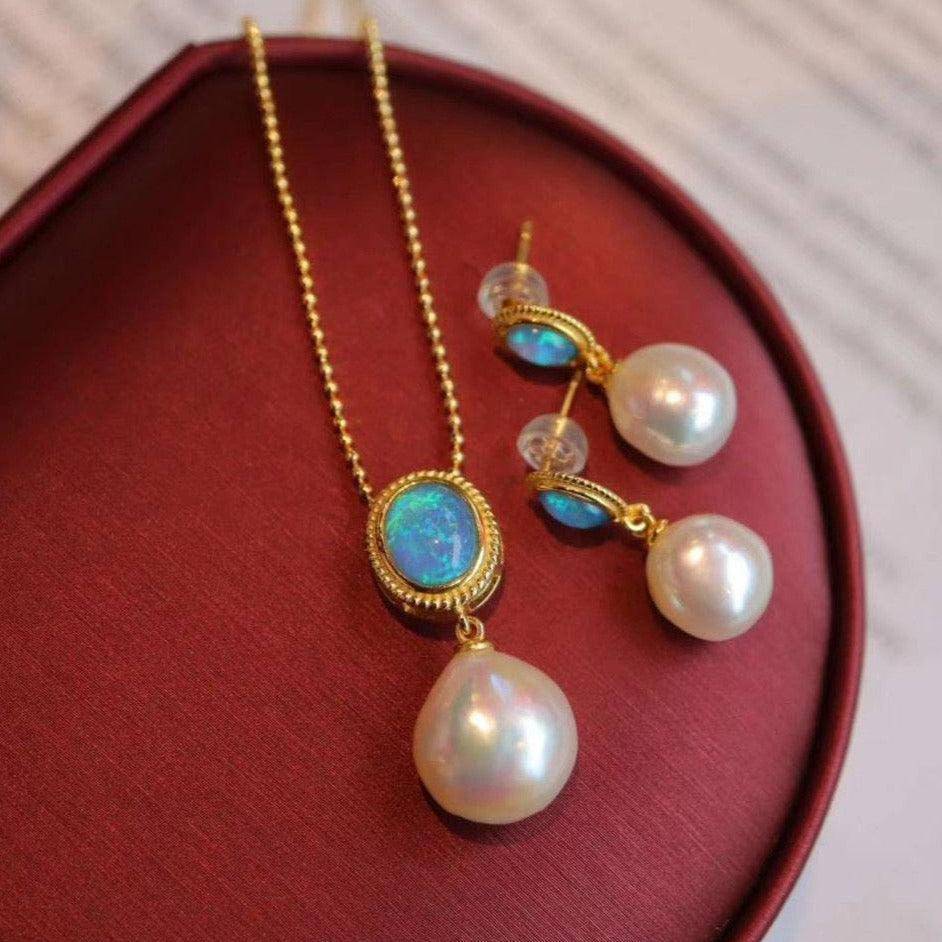 Opal Freshwater Baroque Pearls in Gold Vermeil