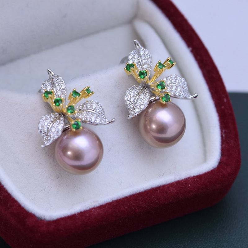 Green Gem Floral Cubic Zirconia Earrings