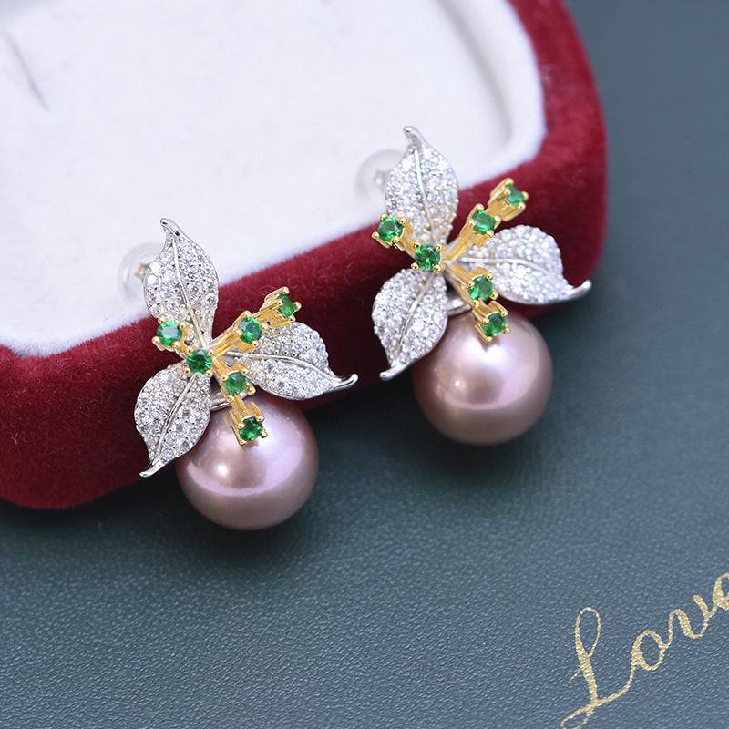 Green Gem Floral Cubic Zirconia Earrings