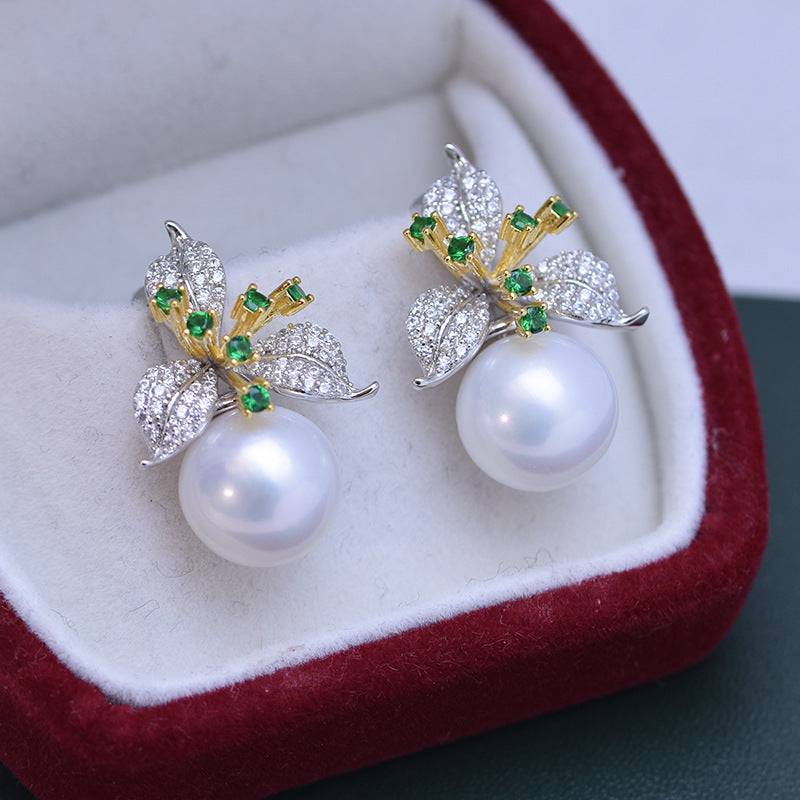 Green Gem Floral Cubic Zirconia Earrings