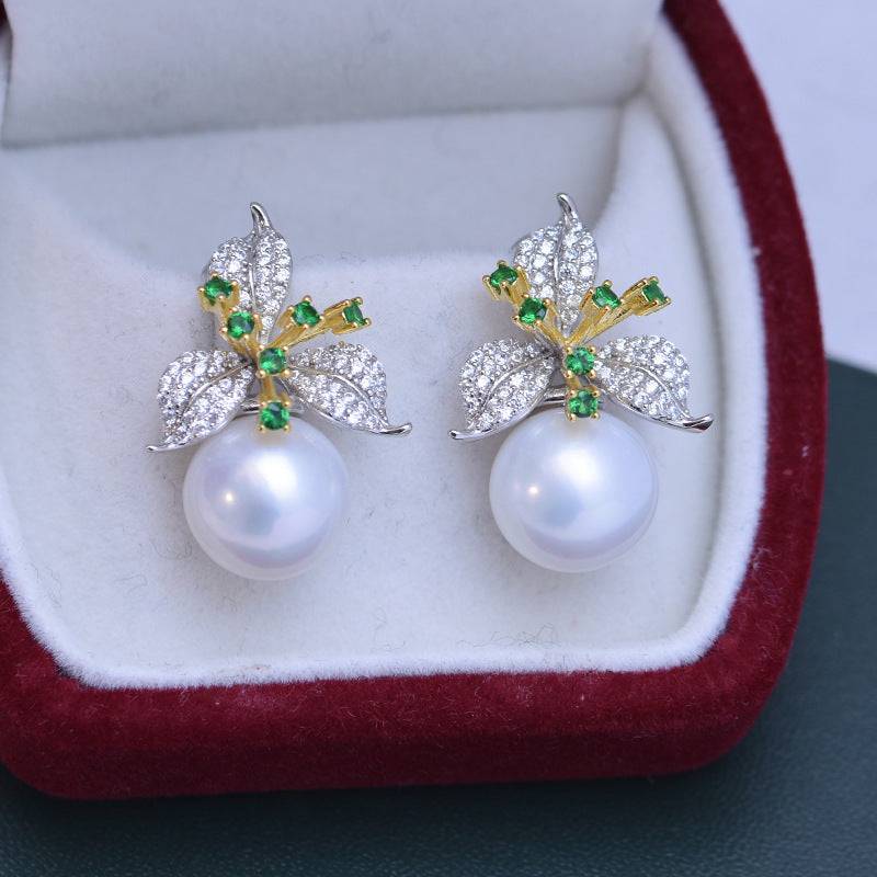 Green Gem Floral Cubic Zirconia Earrings