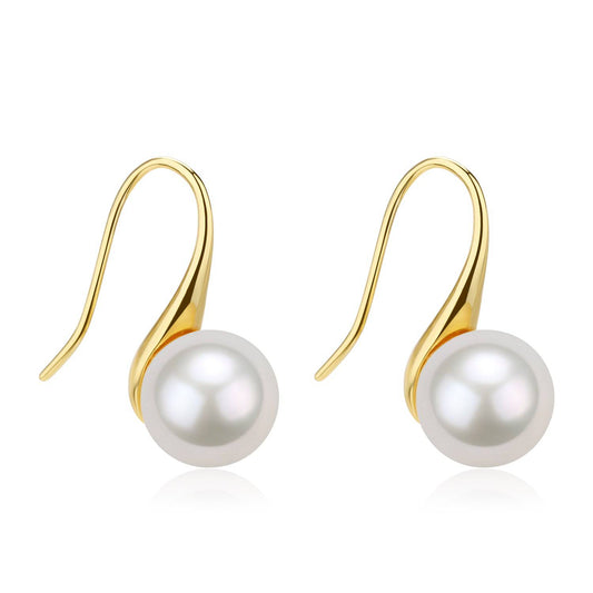 Classic Hook Earrings with Freshwater White Pearls