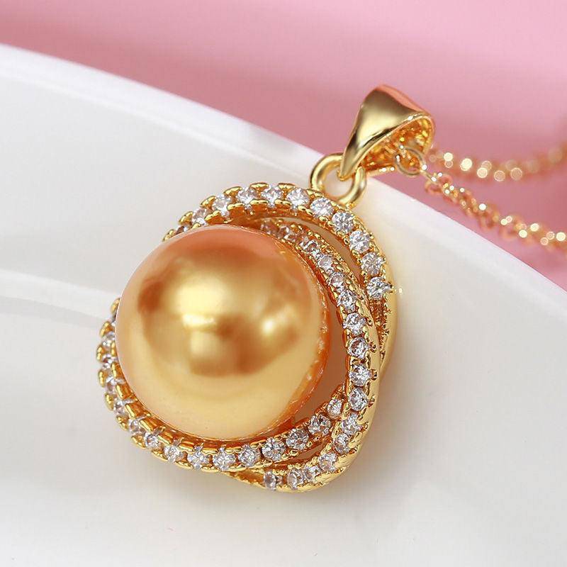 Golden South Sea Pearl and CZ Jewelry Set