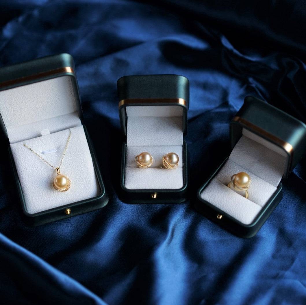 Golden South Sea Pearl and CZ Jewelry Set