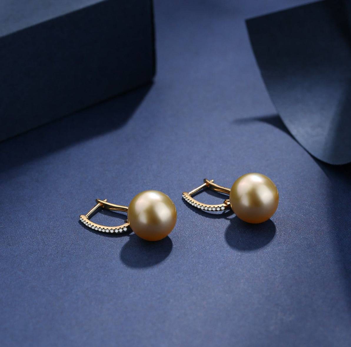 18K Gold Earrings with Golden South Sea Pearls