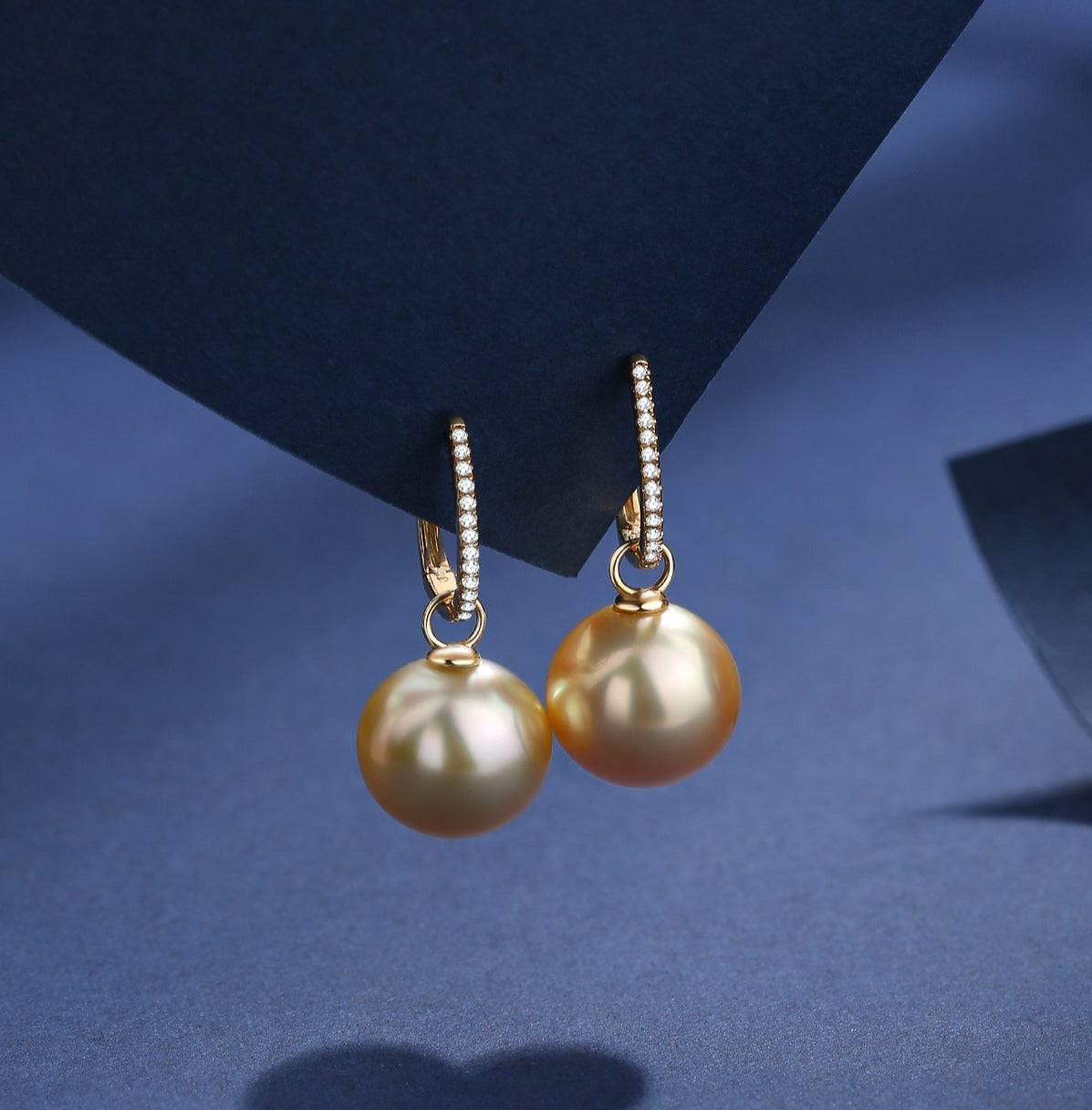 18K Gold Earrings with Golden South Sea Pearls