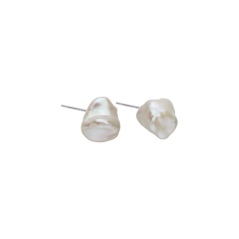 Baroque Pearl Stud Earrings in Keshi Style