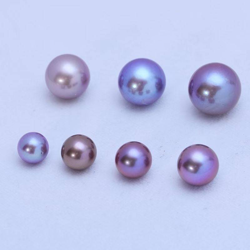 Purple Pearl and CZ Stud Earrings