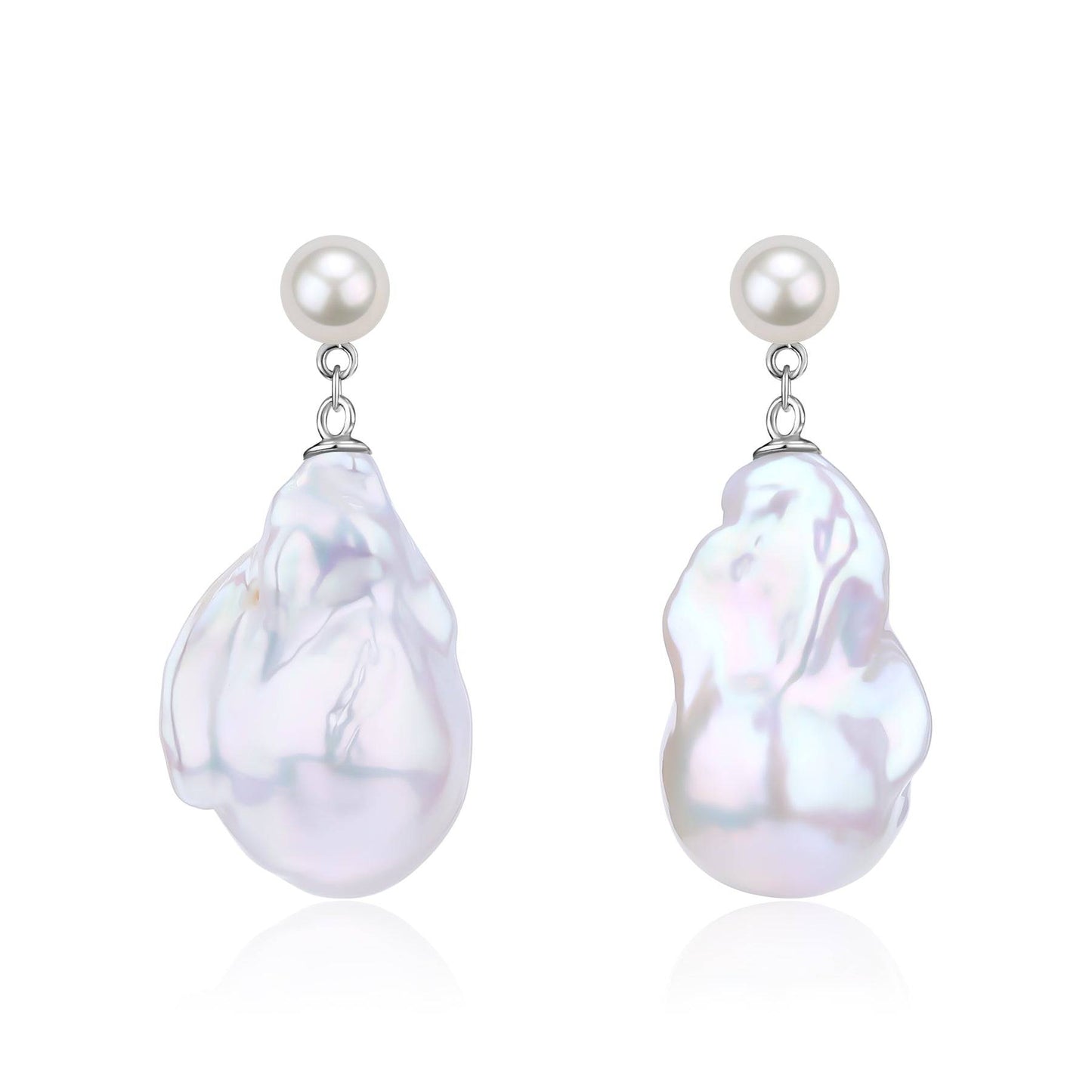 Baroque Pearl Drop Earrings in Dual-Tone Design