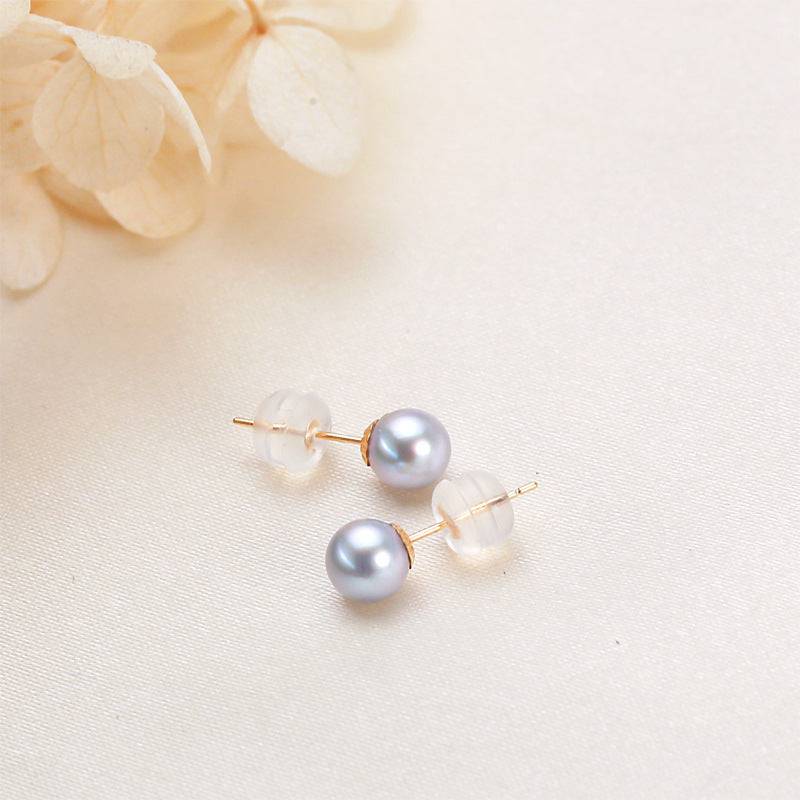 Blue Pearl and Silver Stud Earrings