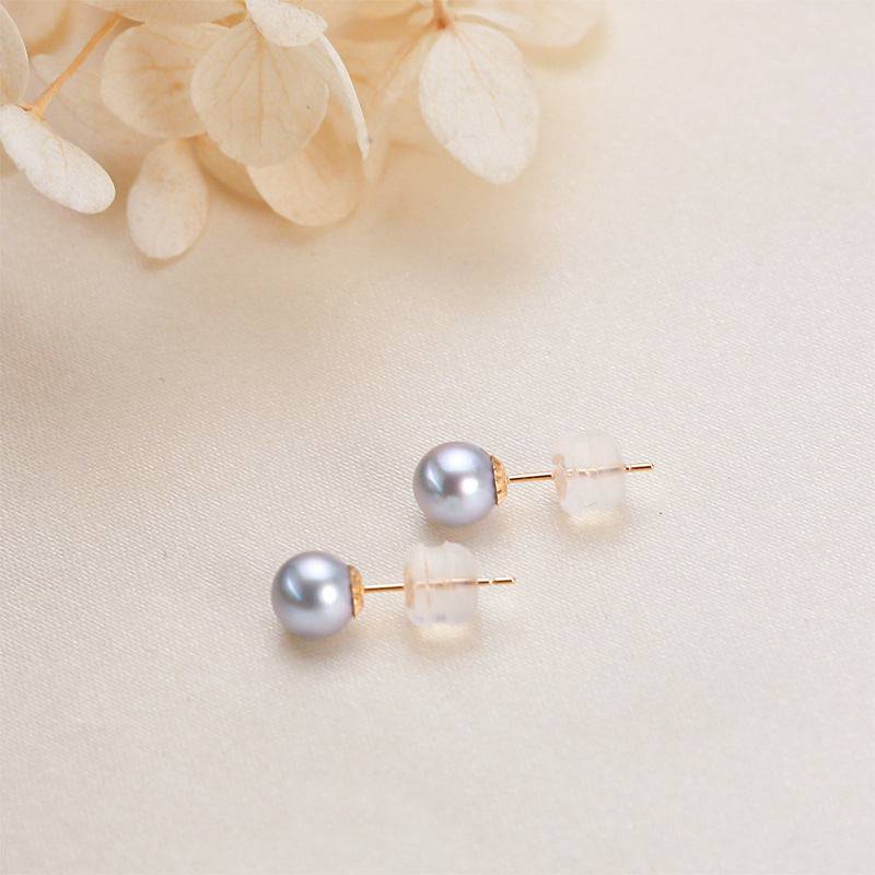 Blue Pearl and Silver Stud Earrings