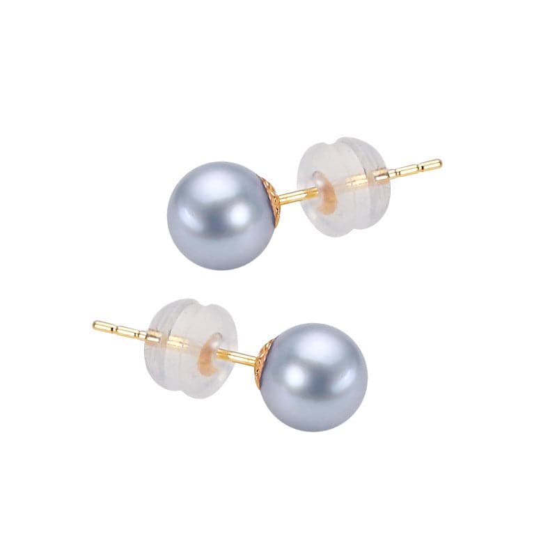 Blue Pearl and Silver Stud Earrings