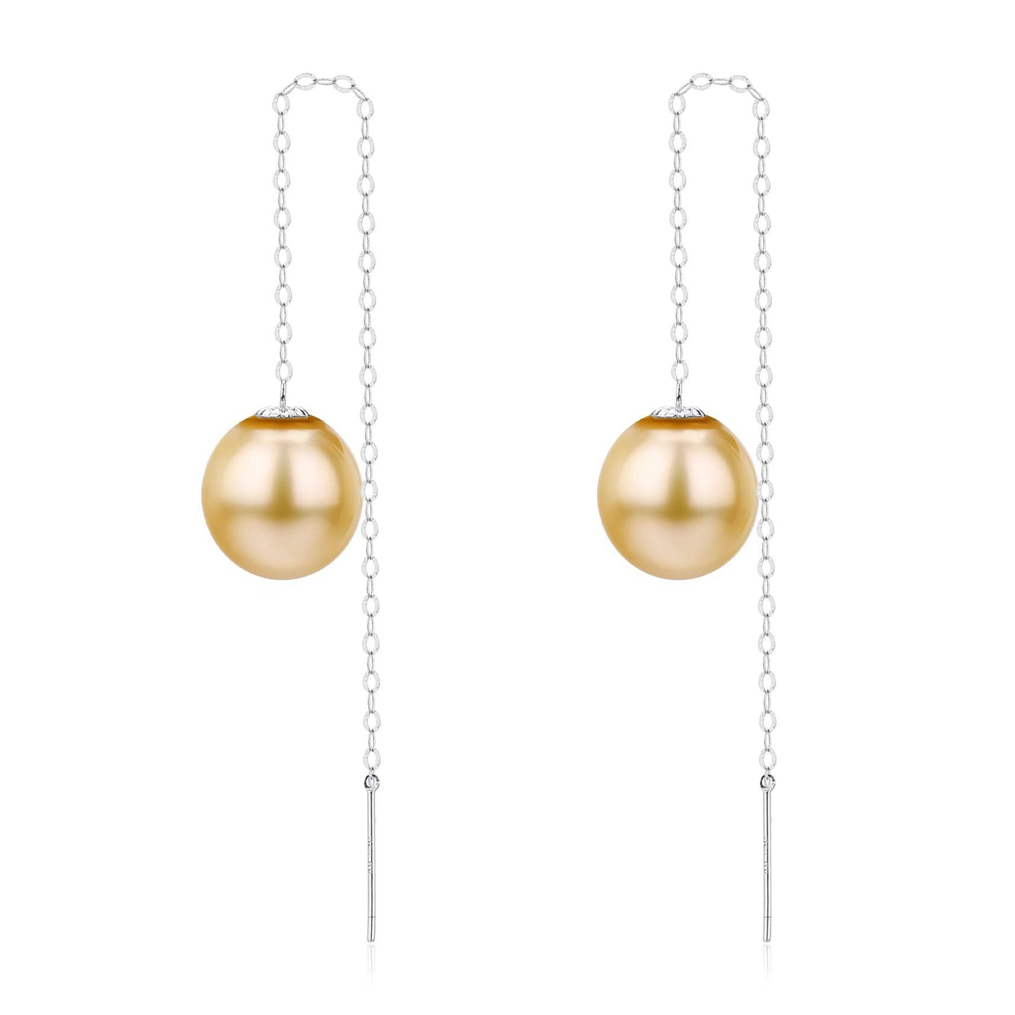 Golden Pearl Drop Ear Threader Earrings