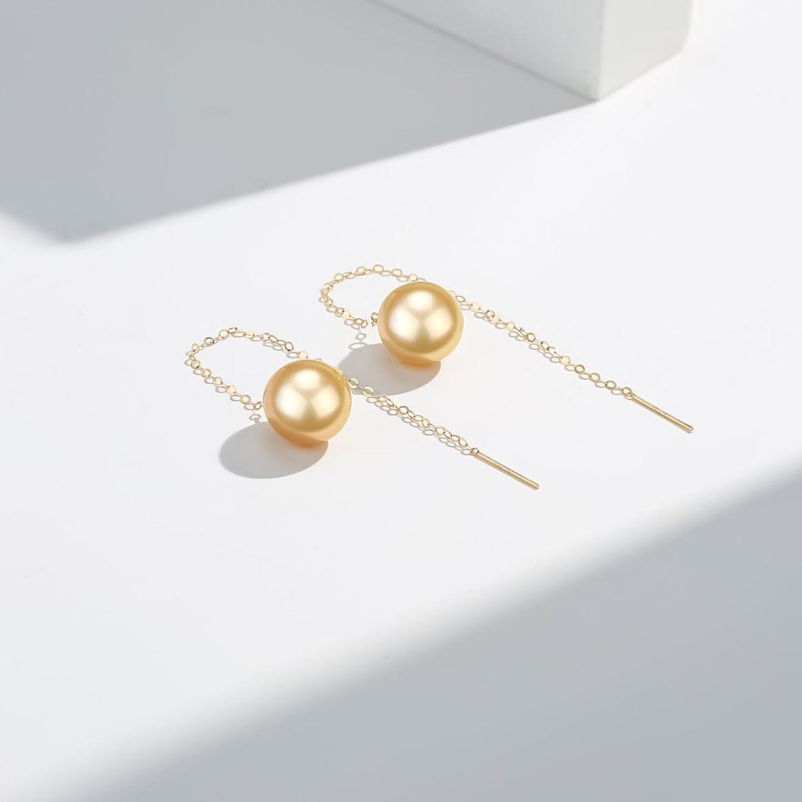 Golden Pearl Drop Ear Threader Earrings