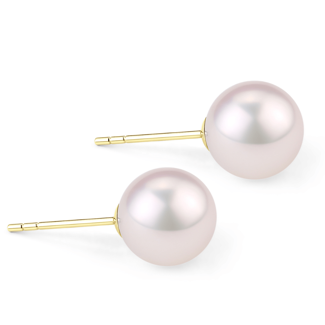 Sterling Silver Akoya Pearl Stud Earrings 8-8.5mm