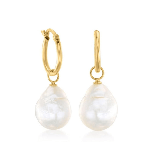 Drop Shaped Pearl Hoop Earrings for Versatile Style