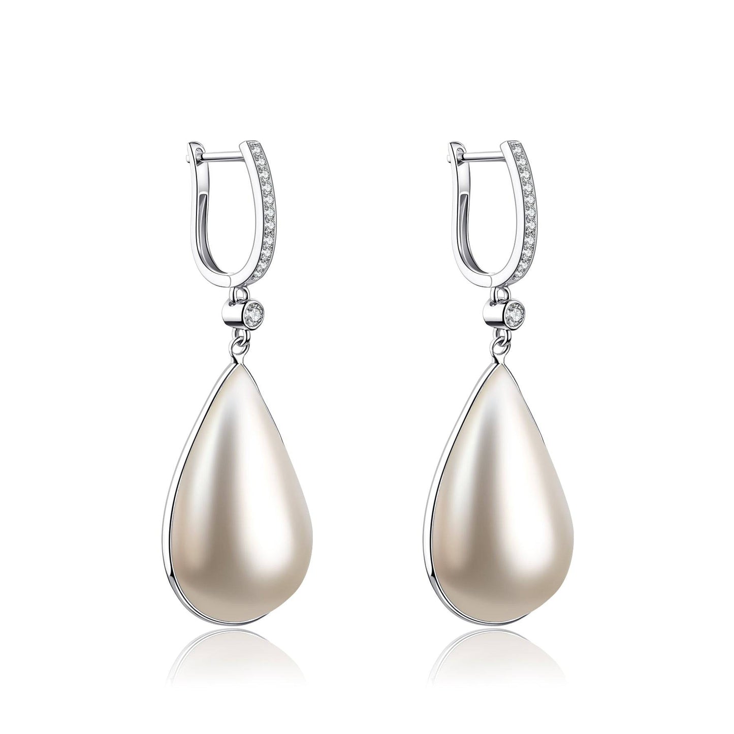 Teardrop Mabe Pearl Earrings in White Gold