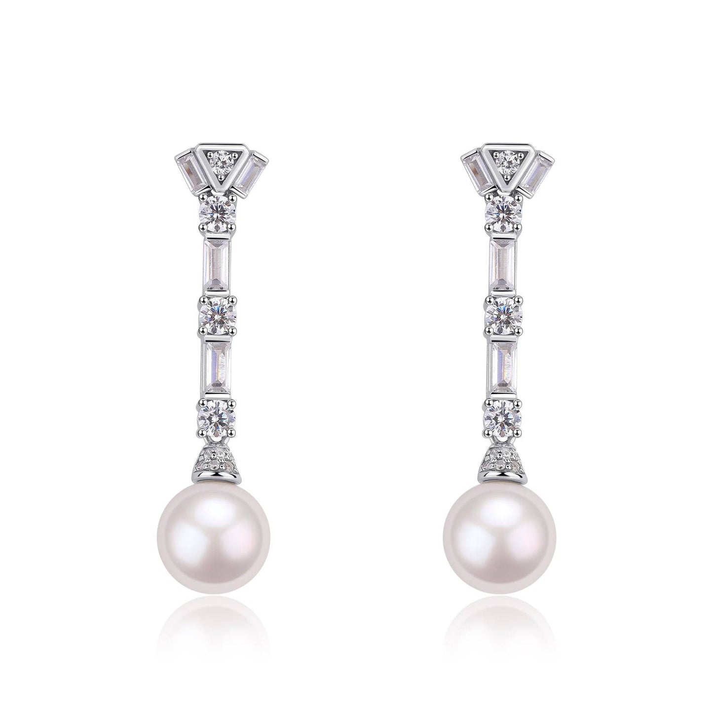 Elegant White Pearl and CZ Earrings