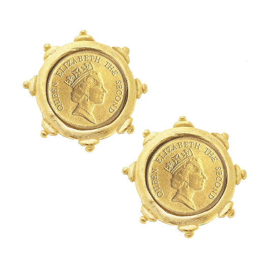 Coin Studs Inspired by Queen Elizabeth II