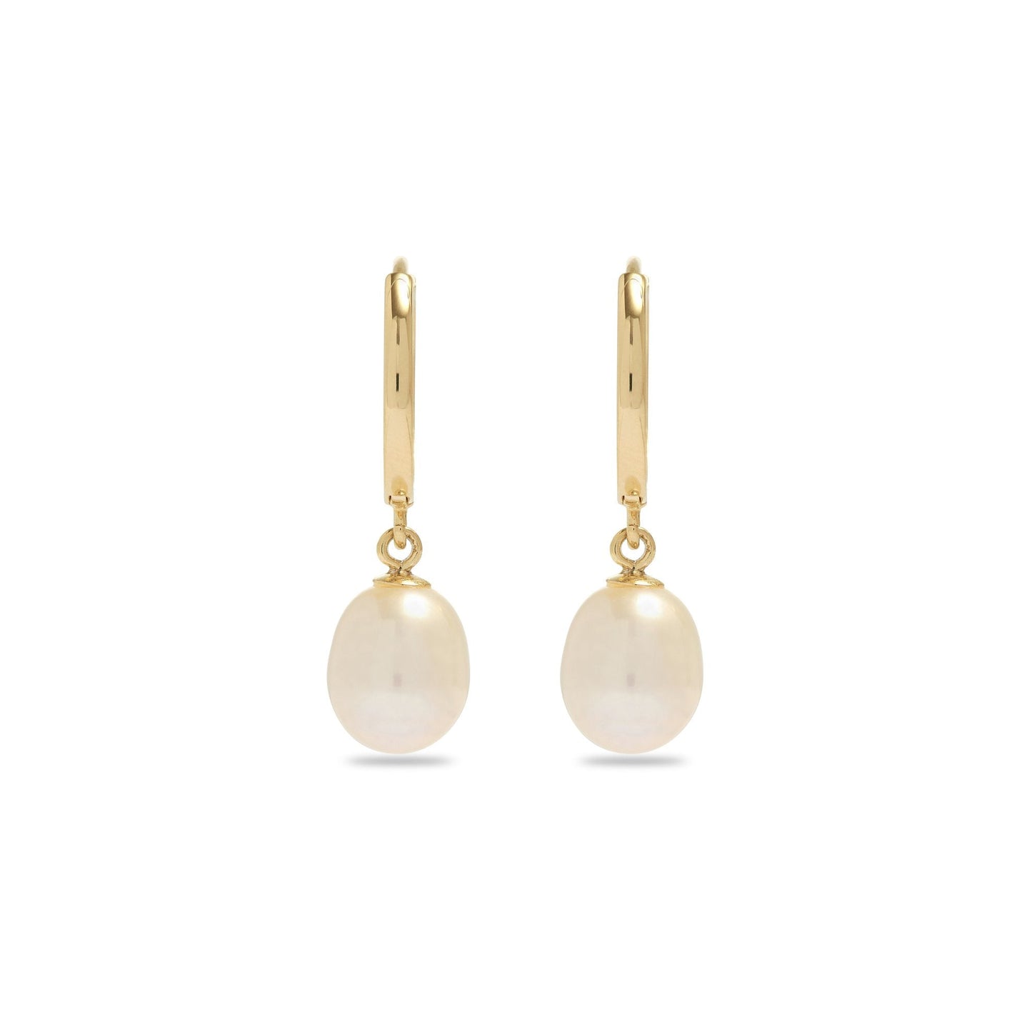 Elliptical Design Pearl Huggie Earrings