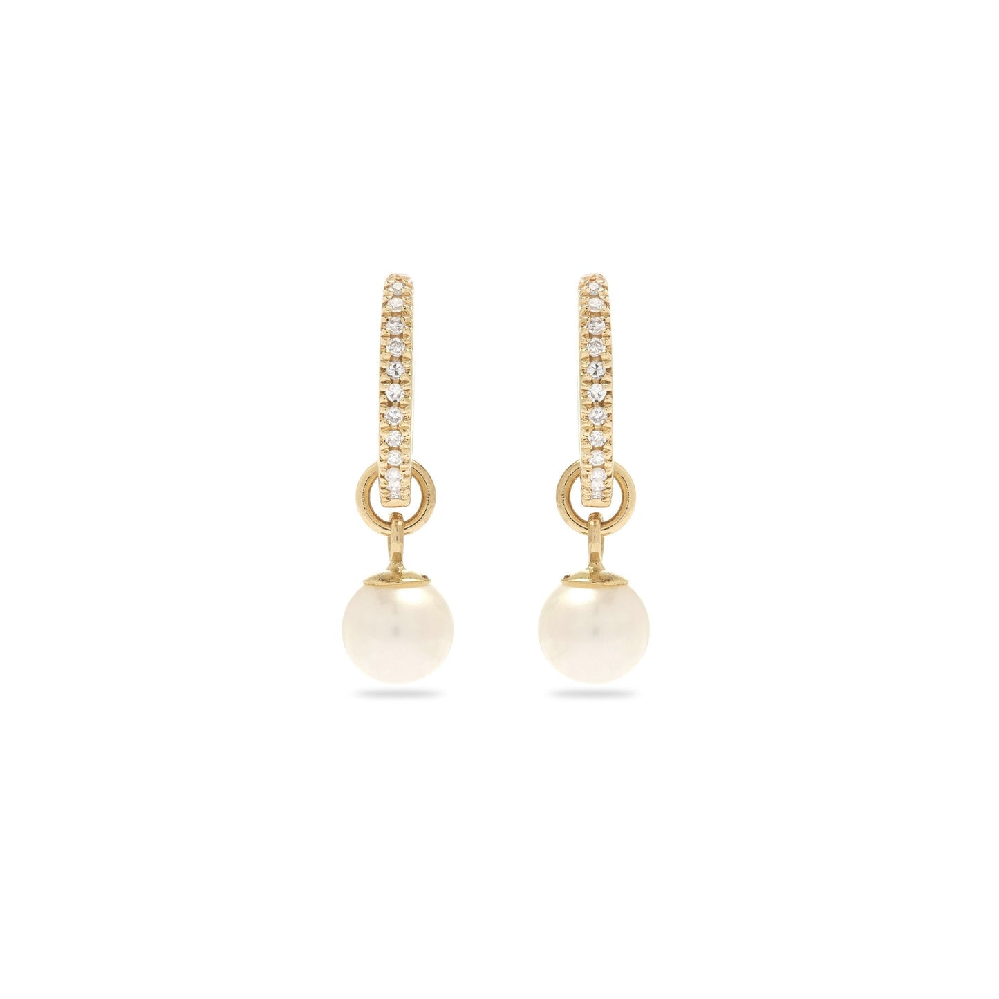 Freshwater Pearl Pave Huggie Earrings in Droplet Style