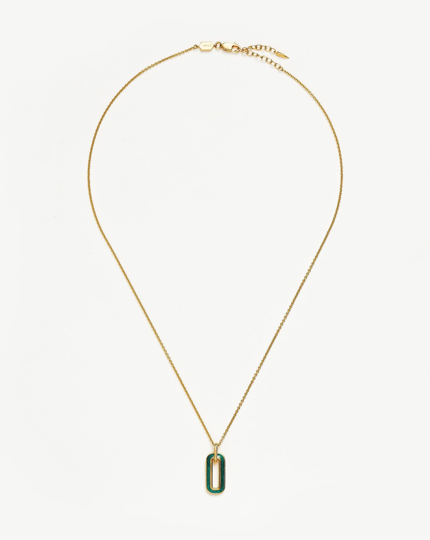 Ovate Pendant Necklace with Enamel Design