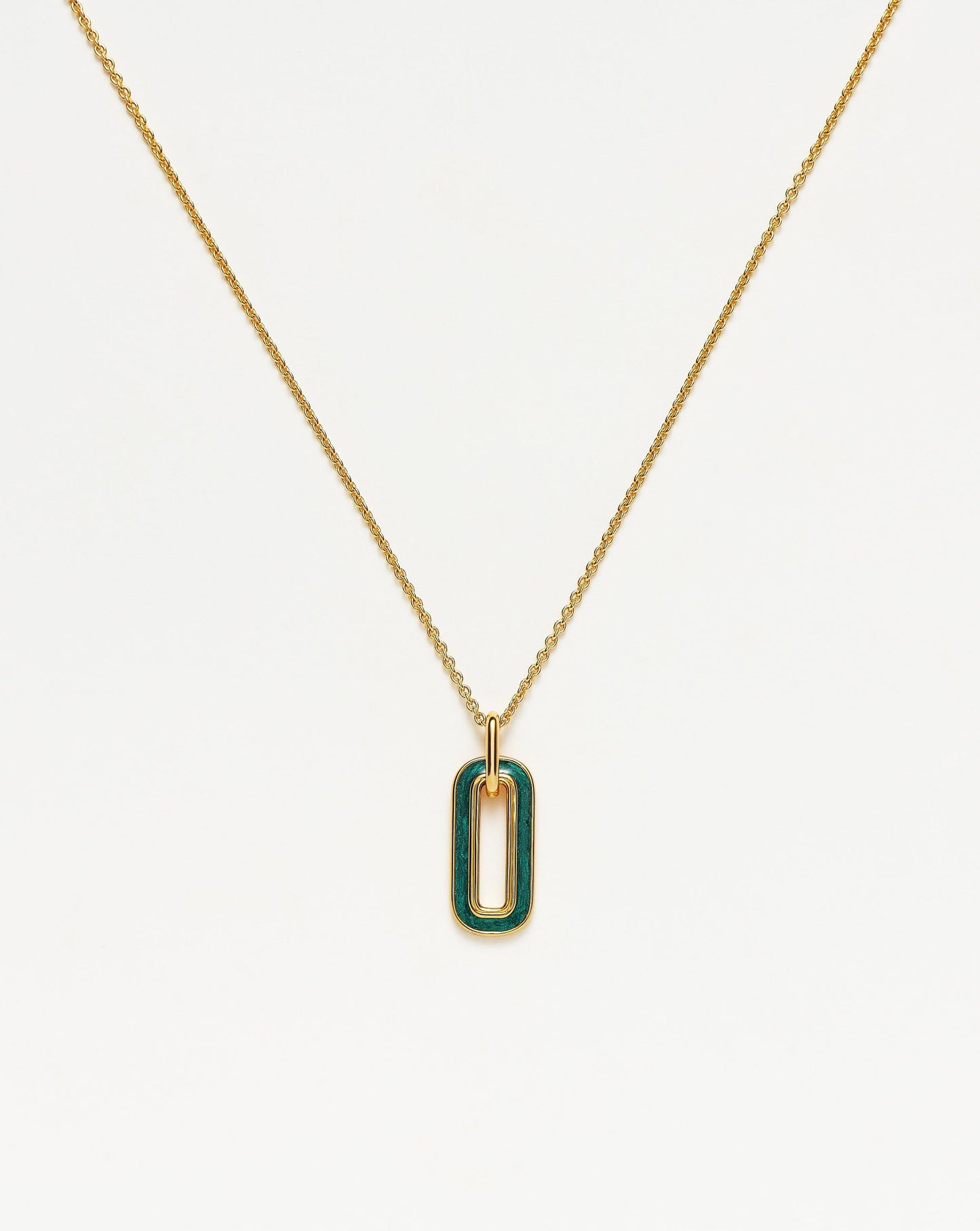 Ovate Pendant Necklace with Enamel Design