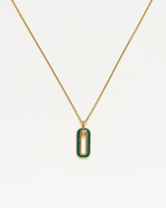 Ovate Pendant Necklace with Enamel Design