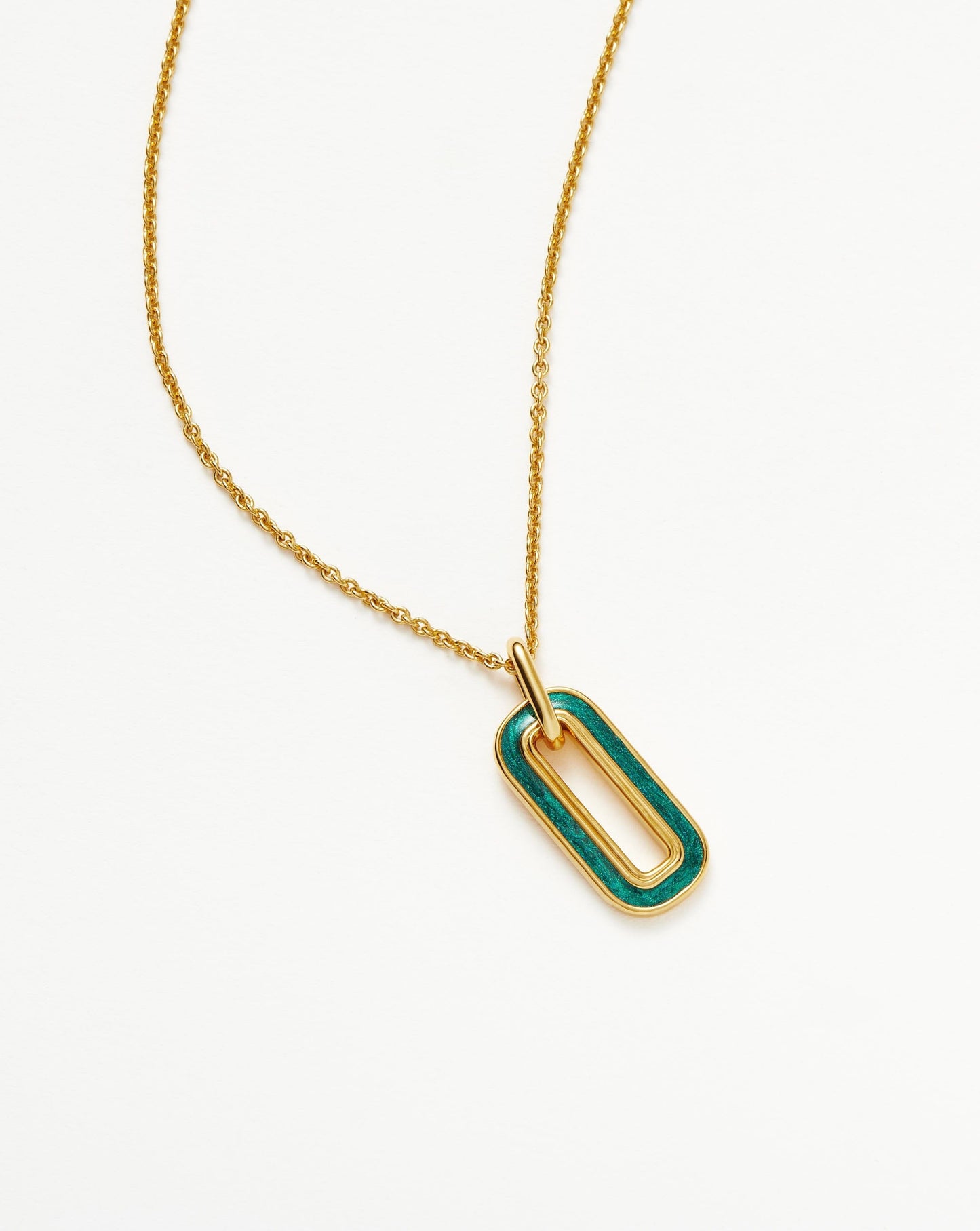 Ovate Pendant Necklace with Enamel Design