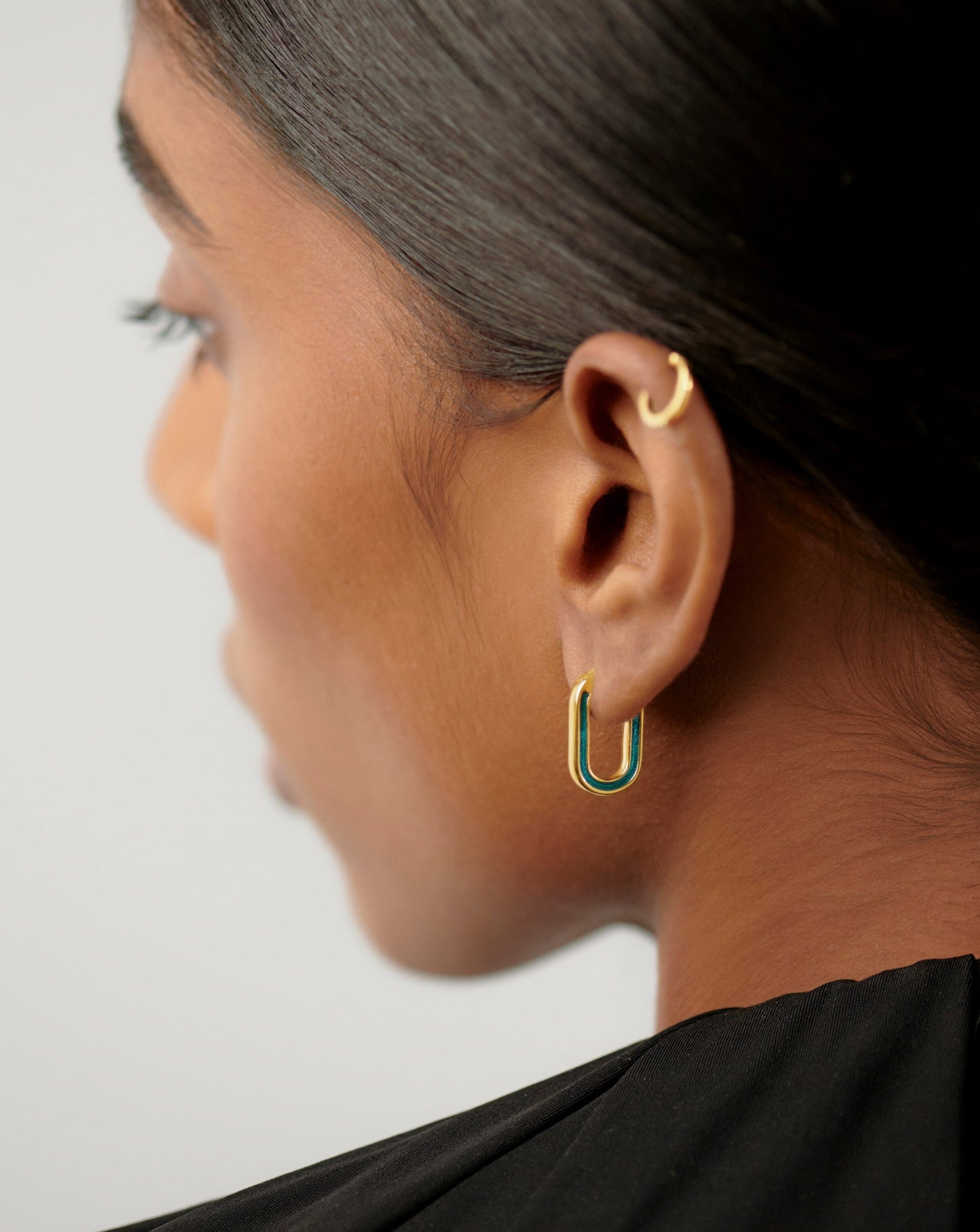 Small Ovate Enamel Hoop Earrings