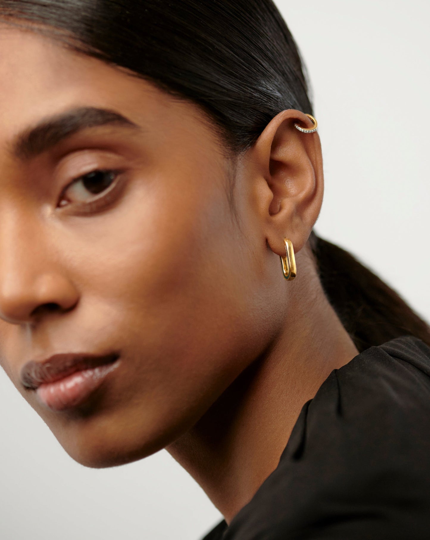 Small Ovate Enamel Hoop Earrings