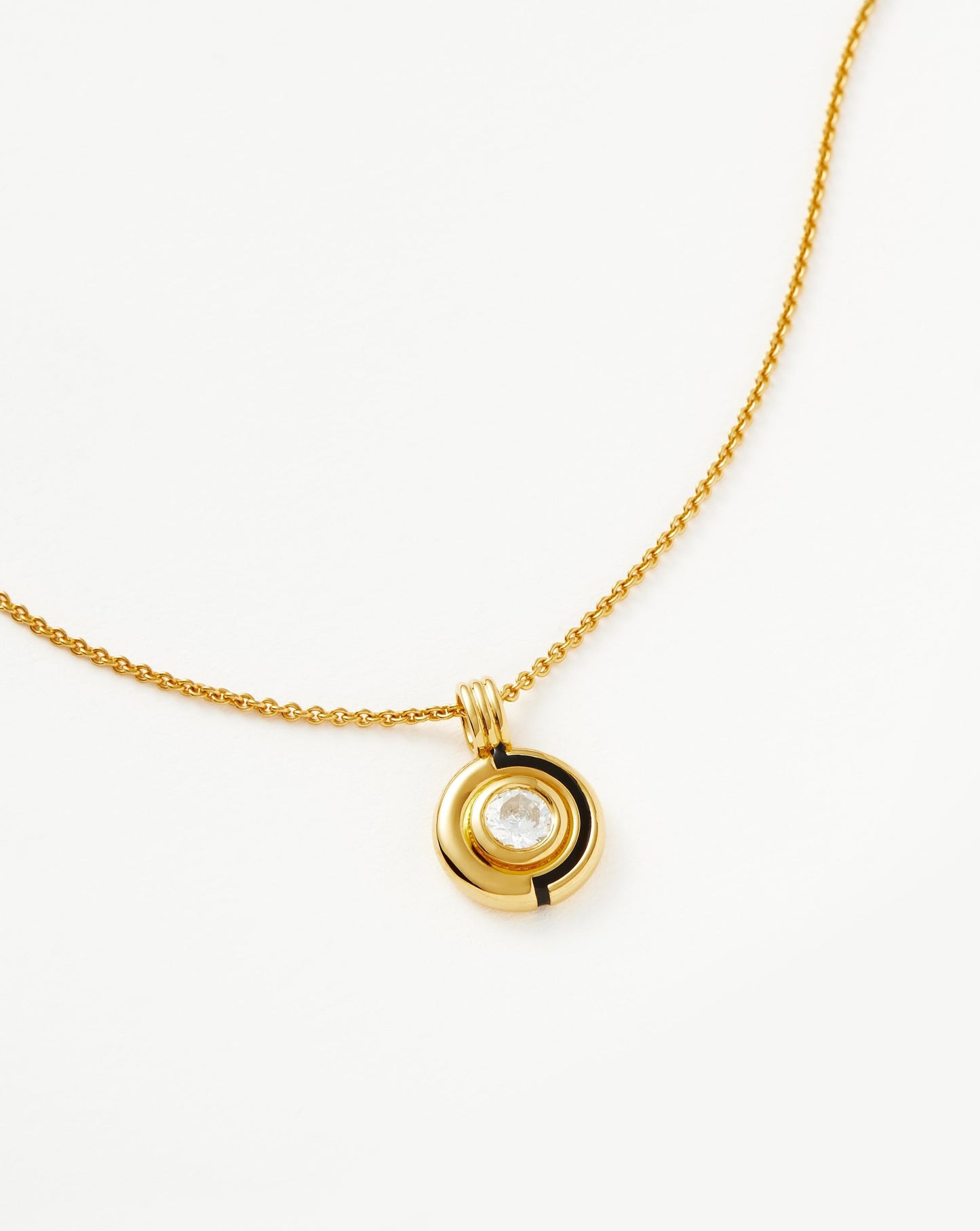 Round Enamel and Stone Pendant Necklace