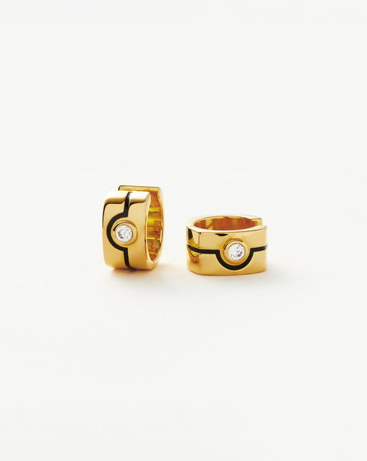 Square Mini Hoop Earrings in Enamel and Stone